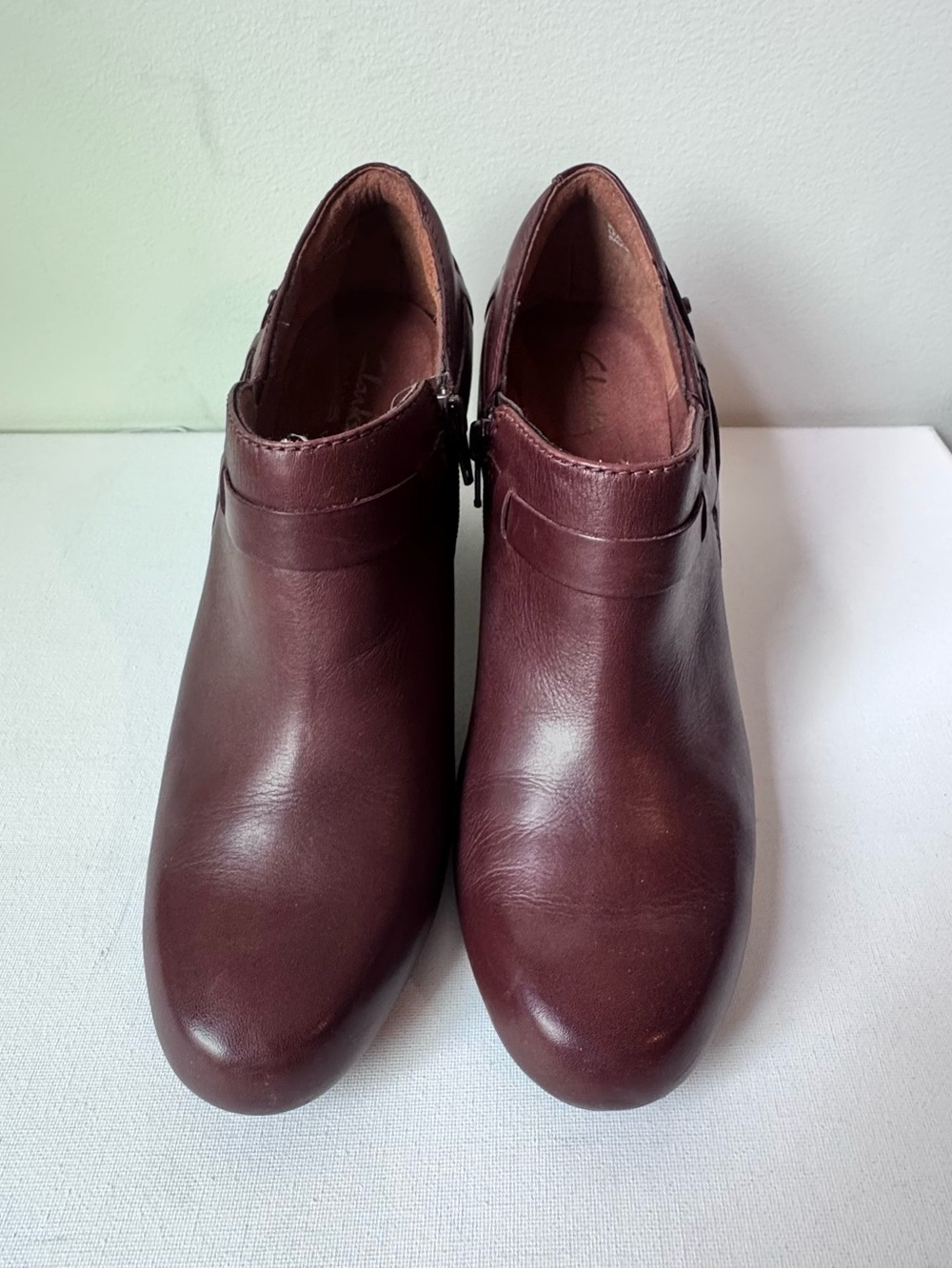 Clarks Brown real Leather Ankle Booties with Side Zip